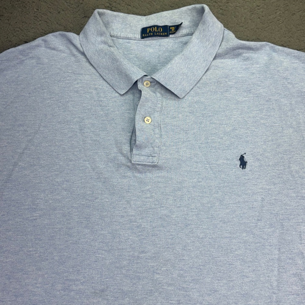 Polo Ralph Lauren Polo Shirt Mens 4XB Light Blue Heather Short Sleeve Pony Logo